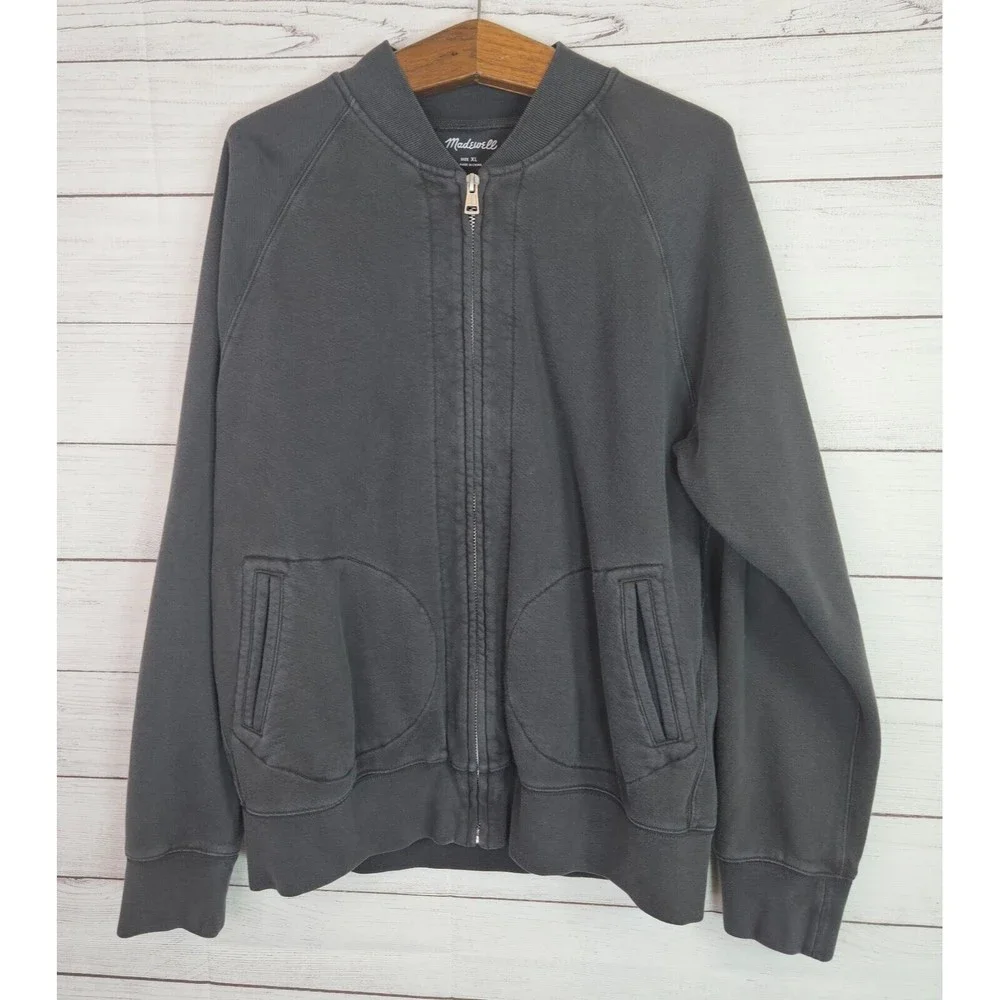 Men's Madewell Gray Zip Up Cotton Sweater Size XL